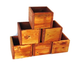 Small Wood Centerpiece Boxes - Set of 6 - Wedding Decor