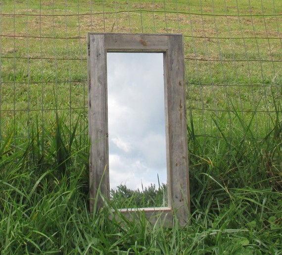 Rustic Mirror Made From Grey Reclaimed Wood - Long Mirrors