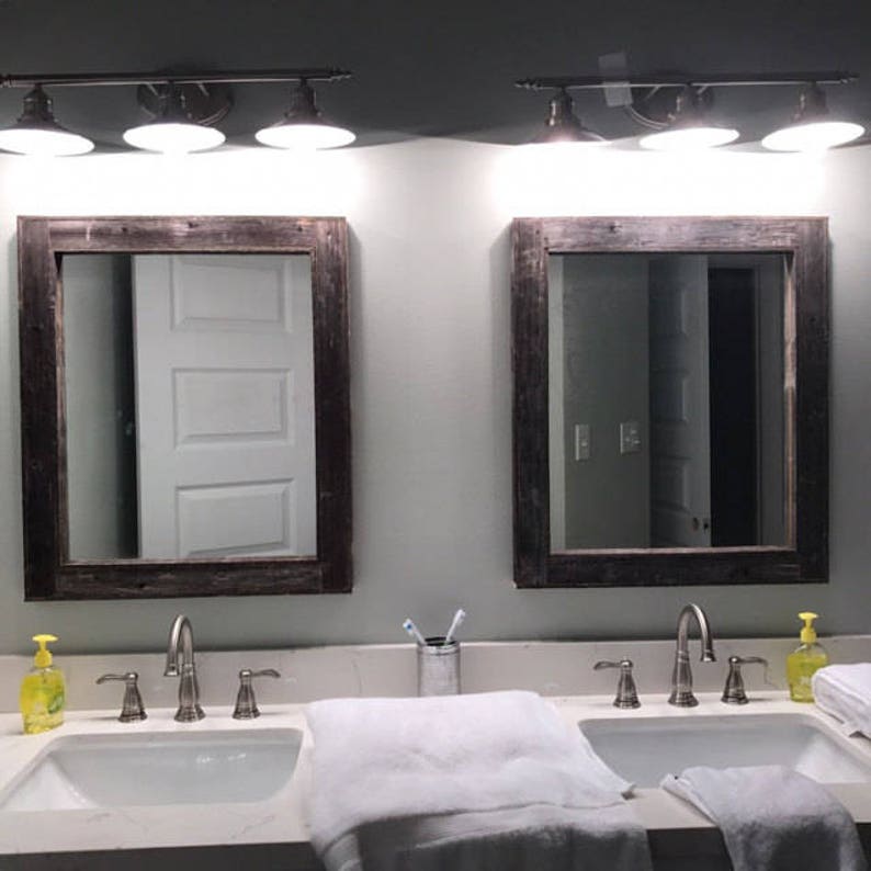 Double Sink Bathroom Mirror Set 2 Reclaimed Wood Mirrors Etsy