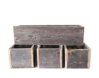 4 Rustic Wedding Centerpiece Boxes - Use As Planters After Event - Wedding Decor