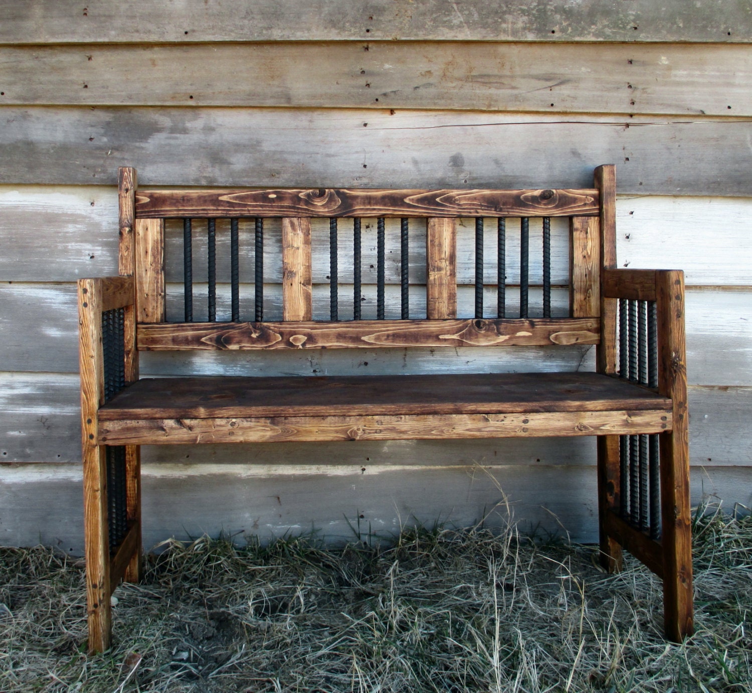 Rustic Industrial Furniture Reclamed Wood Bench for Indoor Etsy