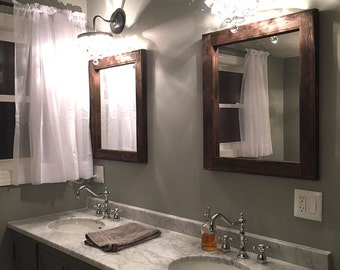 Mirror Set - Double Sink Bathroom  2 Reclaimed Wood Mirrors Size 24 x 28  - Rustic Home Decor