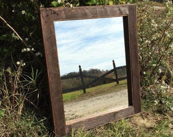 Espejo de madera recuperada - Decoración rústica para el hogar - Espejos a medida