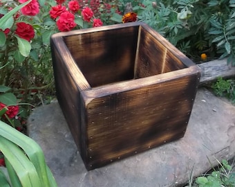 Rustic Wedding Centerpiece - Wood Gift Box - Planter