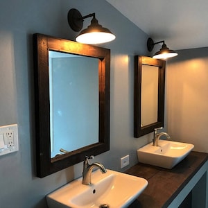 Reclaimed Wood Bathroom Mirror Set: Rustic Double Sink Decor (24 x 28)