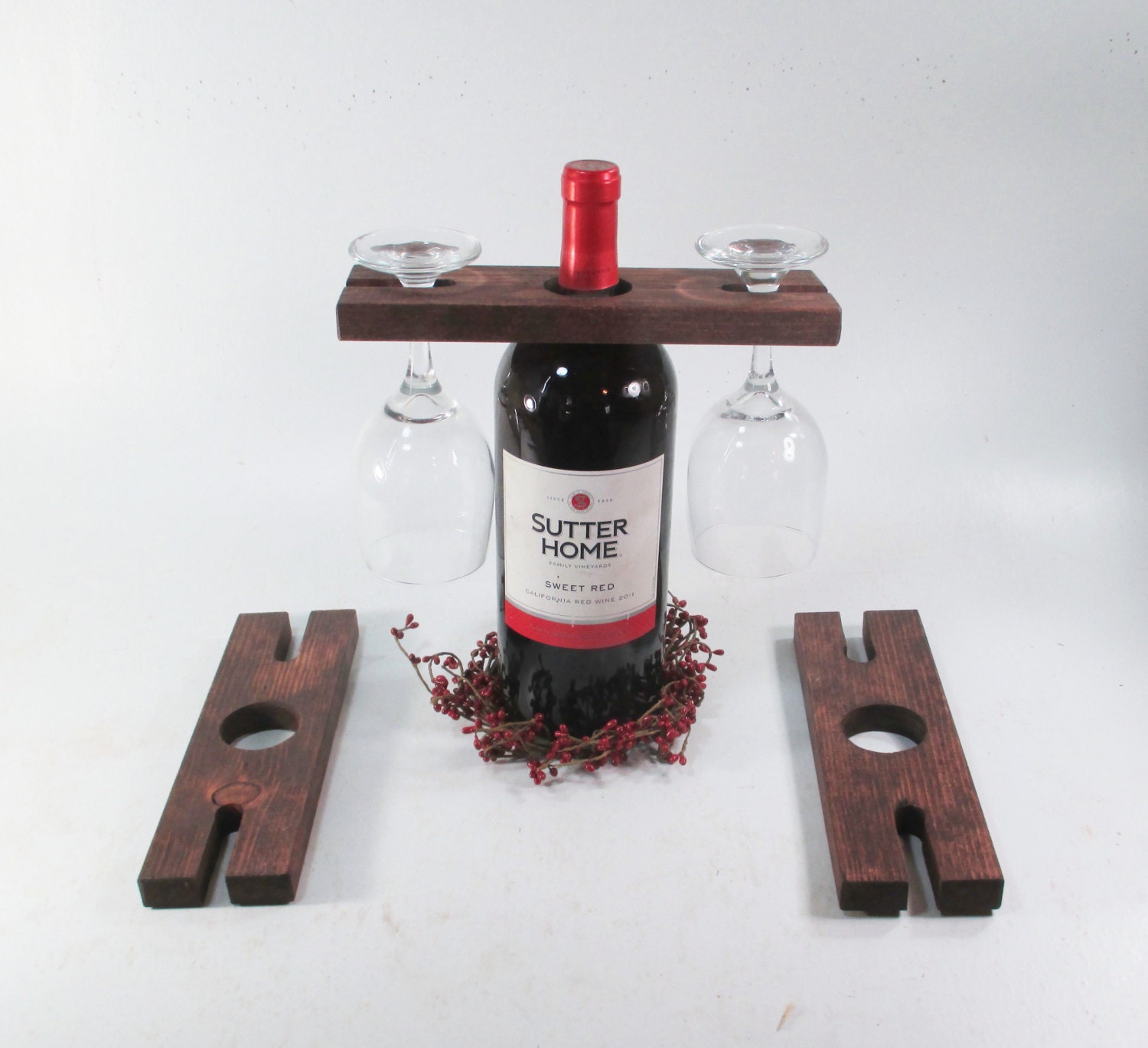 Wood Wine Glass Caddies Set of 3 Rustic Wedding Decor Etsy