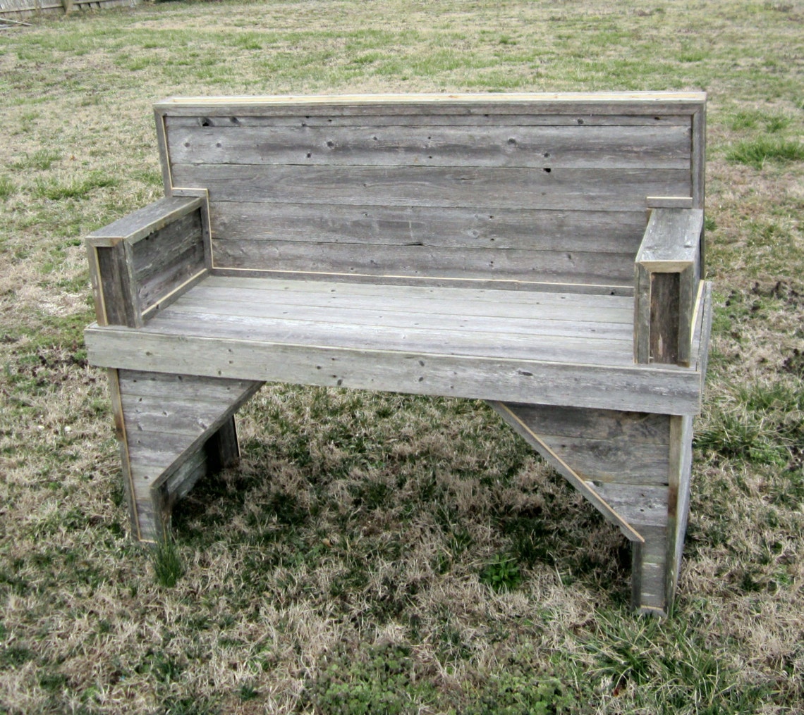 Reclaimed Wood Garden Bench Patio Furniture Indoor Outdoor Etsy