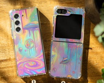 Funda psicodélica Groovy para Samsung Z Fold 3 5g 4, Samsung Z Flip 6 5, Moto Razr Plus 2024, cubierta de plástico, Google Pixel 9 Pro Fold, Z Fold 6 ws2