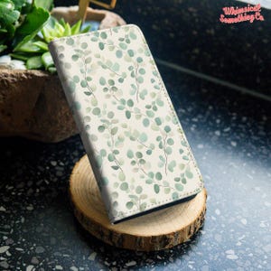 Étui portefeuille en eucalyptus pour iPhone 16 15 Pro Max iPhone 14 12 11 Google Pixel 9 6 7 8 Pro 7a 8a 6a Samsung S23 Ultra S20 fe S24 a15 a16 ws7