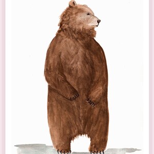 Illustration d' ours brun, aquarelle imprimée