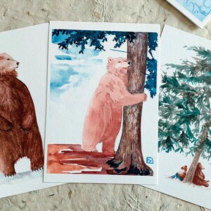 Illustrations les 3 ours, 3 aquarelles imprimées sur papier fine