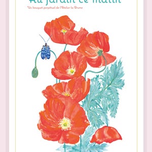 Affiche et carte,Fleur de printemps, bouquet de pavots rouges, aquarelle imprimée