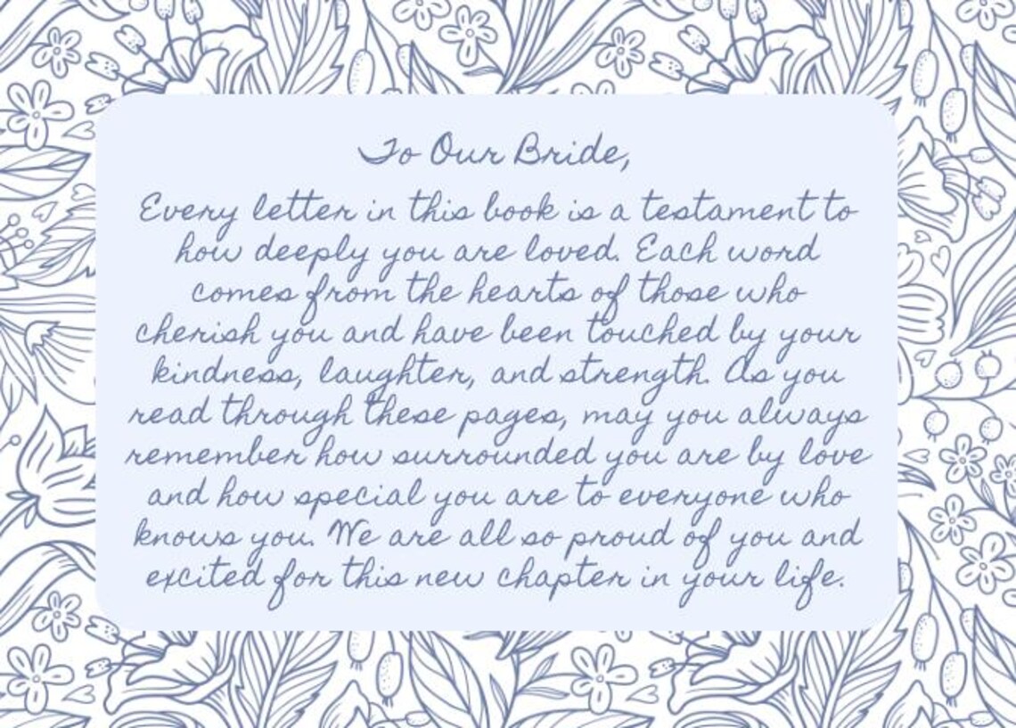 Sentimental Letters Personalized Letters to the Bride Book: Sentimental Wedding Keepsake - Etsy