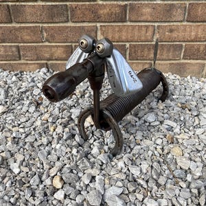 Dachshund scrap metal dog sculpture