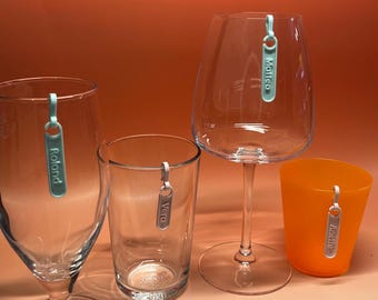 Einhängbare Namensschilder für Glas Becher Tassen – Getränkemarker in vielen Farben für Hochzeit, Geburtstag oder Firmenfeier