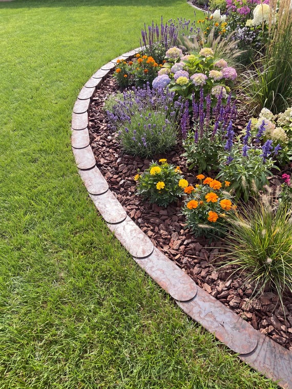 Premium Rasenkante Metall Rostoptik Cortenstahl Garten Beetumrandung Mähroboterfreundlich langlebige Beeteinfassung