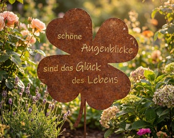 Kleeblatt, Gartenstecker oder zum aufhängen ,Rostoptik, Gartendeko, Metall, rustikal, Glücksbringer, Vintage, Außenbereich, handgefertigt