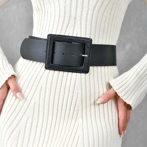 Wide Black Faux Leather Belt: Eco-Friendly Waist Accessory