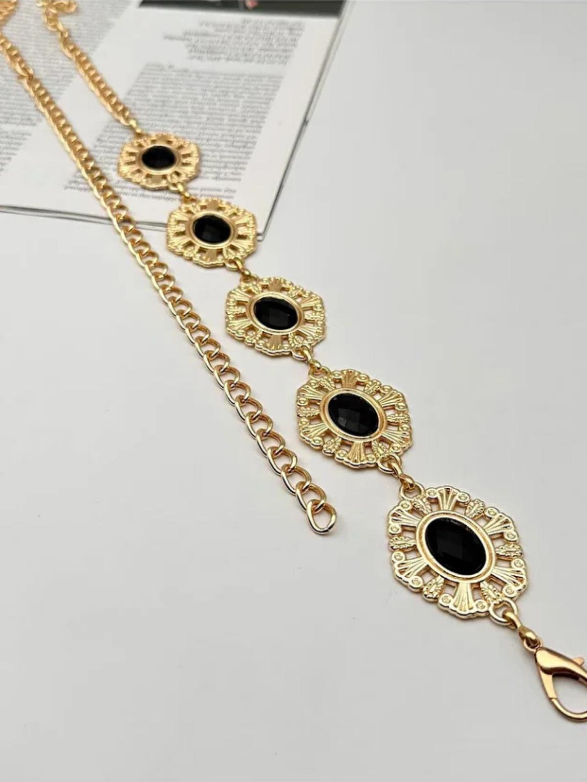Adjustable Gold Chain Belt with Dark Stones Stones Chain Belt - Etsy main image 3