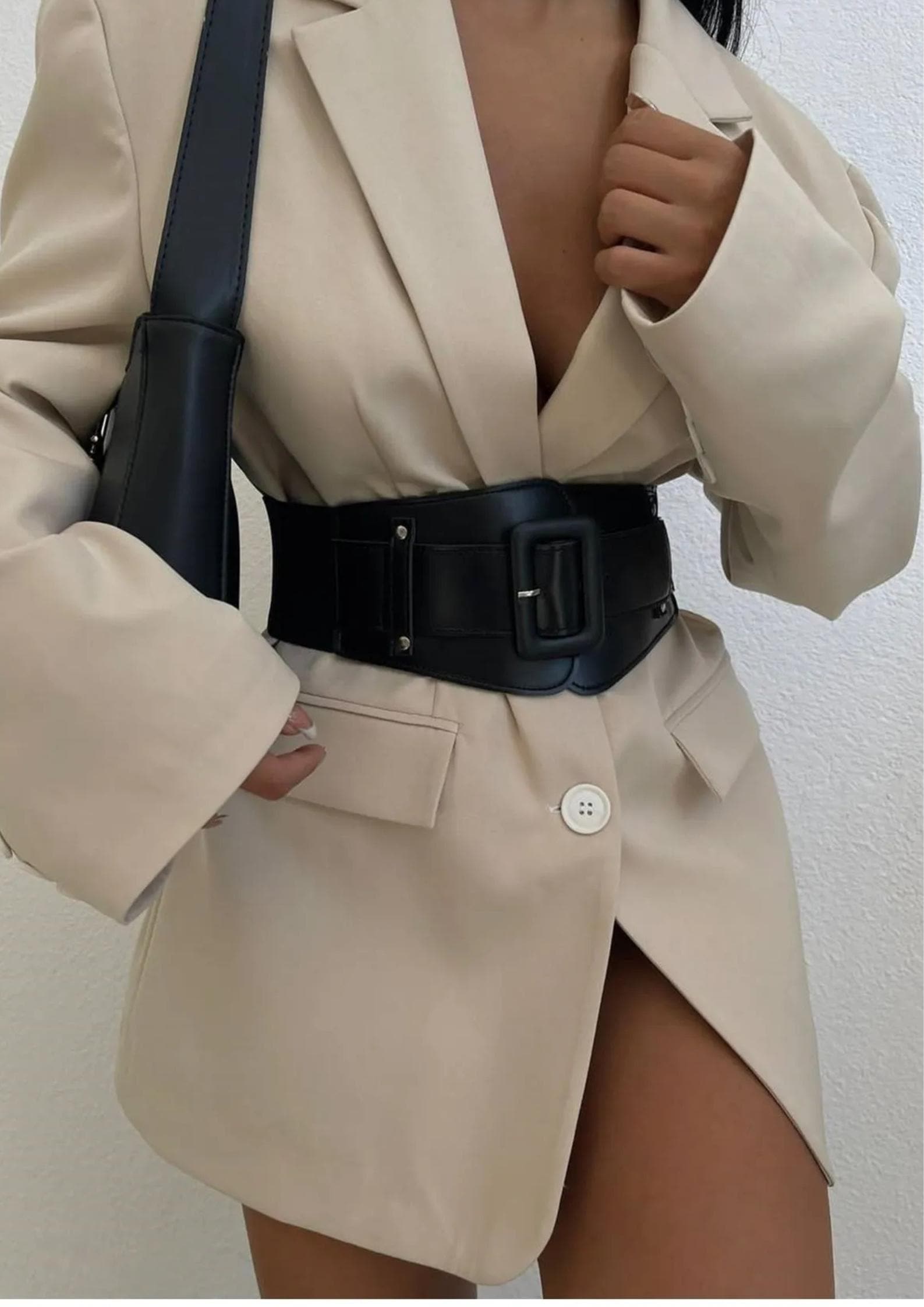Wide Elastic Faux Leather Corset Belt with Choker Set Faux Leather Corset Belt: Wide Elastic Waist Shaper - Etsy main image 3