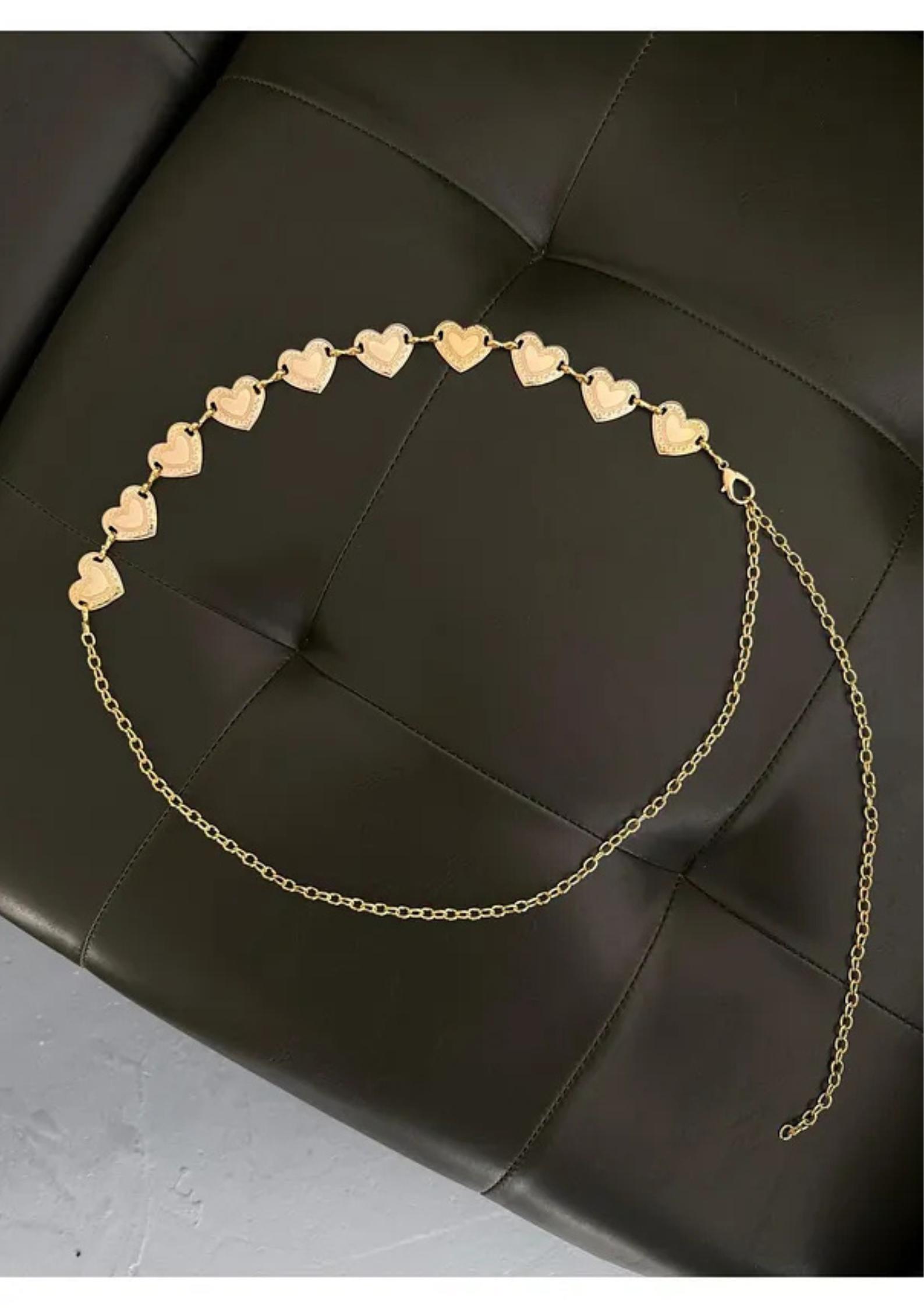 Heart Chain Belt: Gold or Silver Waist Chain, Boho Festival 