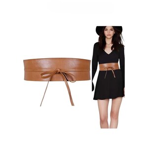 Black & Tan Waist Tie Belt Set: Women&#39;s Faux Leather Sash Belts
