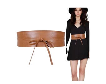 Black & Tan Waist Tie Belt Set: Women&#39;s Faux Leather Sash Belts