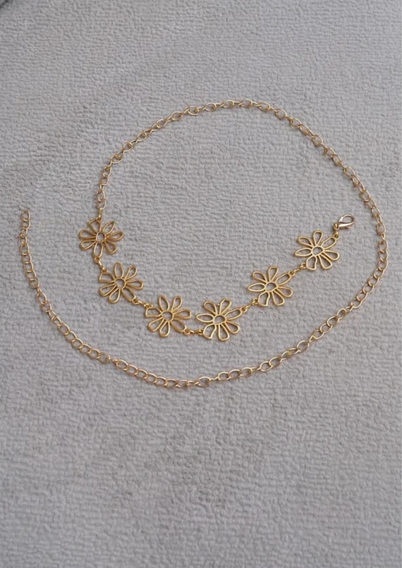 Gold Daisy Chain Belt: Boho Floral Waist Jewelry - Etsy