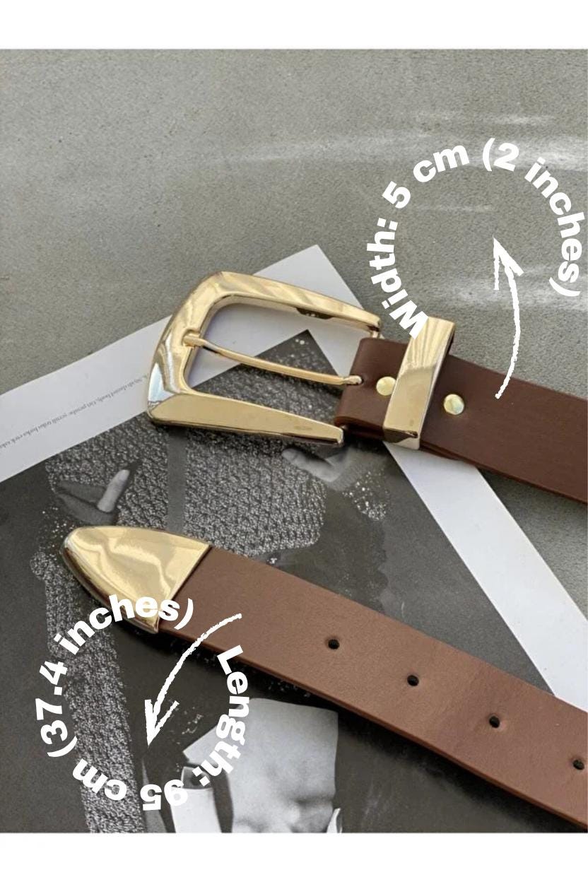 Faux Leather Belt: Slim Black & Brown Waist Belt With Gold  display picture 1