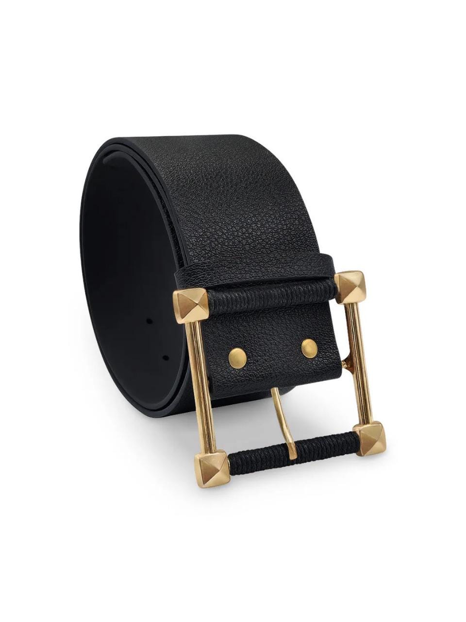 Wide Tan Vegan Leather Belt: Gold Buckle Statement Belt - Etsy display picture 1