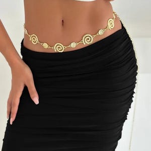 Gold waist chain, Body chain for women, Belly chain, Festival jewelry, Chain belt, Beach body jewelry, Spiral belt, Boho waist chain