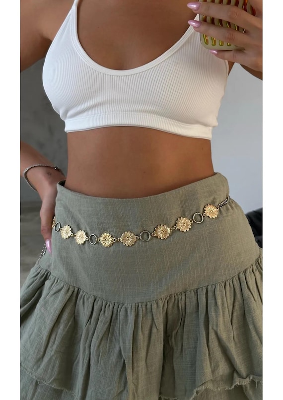 Gold Daisy Chain Belt: Bohemian Floral Waist Jewelry - Etsy  display picture 1