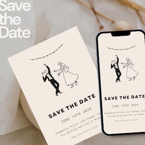 Save the date illustration Invitation hand drawn Wedding Save the Date Illustration save date Illustration Canva Invite Cute Party Illus