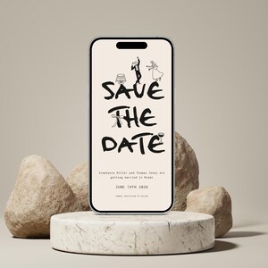 Save the Date Evite Template | Digital Wedding Invitation | Editable Canva Invite, Hand Drawn Email Whatsapp Invite, Cute Party Illustration