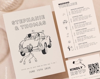 Skurrile Einladungskarte Hochzeit Save the Date handgemaltes Einladen Einladungskarte Party Illustration Hochzeitskarte Einladung Hochzeit kein Bild kein Bild