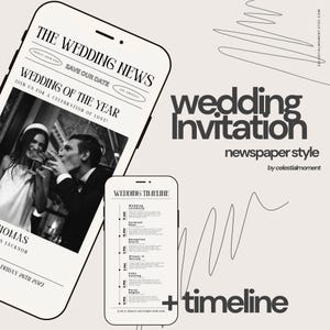 Electronic Save The Date Template, Minimalist Save the Date Evite, Digital Invite, Ecard, iPhone Invitation, Smartphone Invite + Timeline