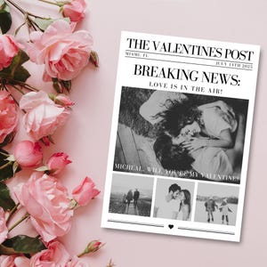 Custom Valentines Day Newspaper Template Canva Valentines Newspaper Will You Be My Valentines Day Gift Newspaper Cupid Valentine Newspaper