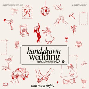 28 Hand Drawn Wedding Timeline Illustration Bundle Set, SVG PNG JPG, Icon Black & White, Clipart scribble, Weddings, invites, Line Art Icons