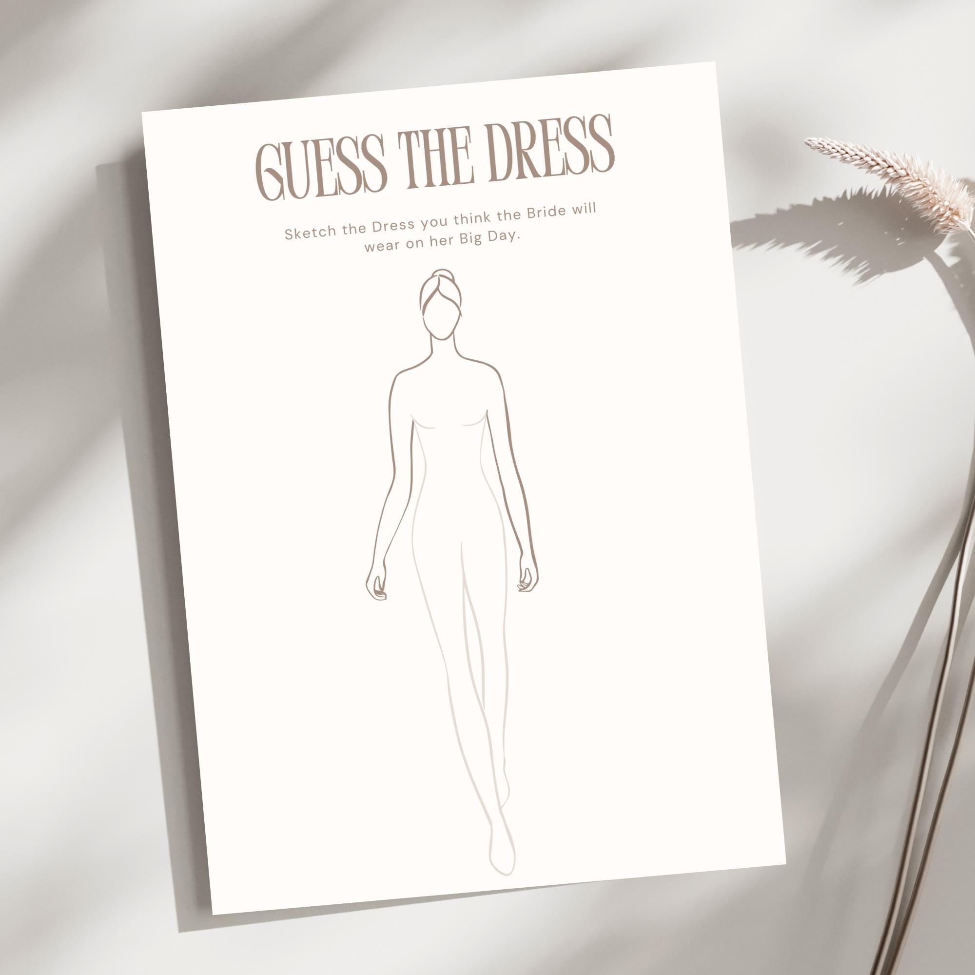 Guess the Dress Game – bridal shower game Bachelorette Party Printable, draw the Wedding Dress, hen party games bride game idea +bonus game