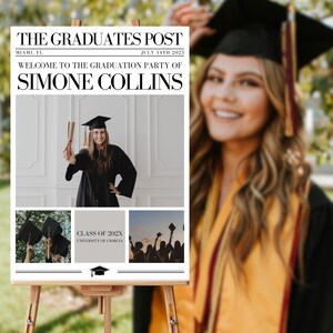 Graduation Yard Sign template download Grad Welcome Newspaper Sign Grad Party Decor Graduation  Banner Modern Grad Sign Grad Sign Party