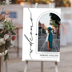 Grad Welcome Sign, Grad Party Decor | Graduation Yard Sign | Graduation Banner, Modern Grad Sign,Minimal Grad Sign, Grad Party Decorations