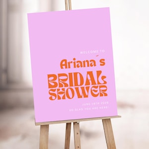 Hot Pink Bridal Shower Welcome Sign Template, Floral Boho Bridal Brunch Sign, Printable Elegant Magenta Fuchsia Rose Welcome Sign, Download