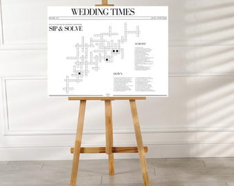 Riesige Hochzeit Kreuzworträtsel | Interaktives Schlürfen und Solve Spiel | 120x90 cm | Verlobungsfeier Zeichen