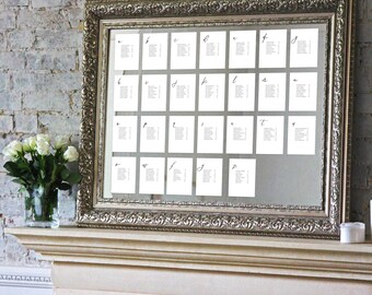 classy Table Signs, Mirror Seating Chart Wedding Seating Chart - Alphabetized, Fully Editable Template in 2 Sizes, seating chart