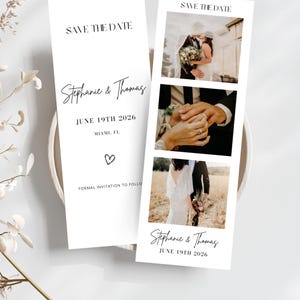 Save the Date Photo Strip | Polaroid Wedding Invitation, special Picture Invitation Template for your big day, Photo Booth Card