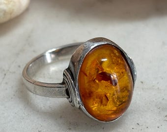 Sterling Silver Amber Ring