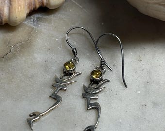 Sterling Silver Citrine Drop Earrings