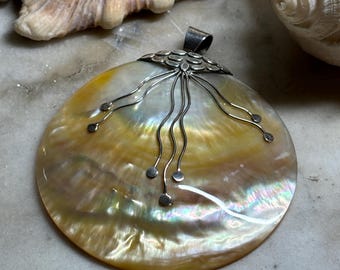 Sterling Silver Large Shell Necklace Pendant