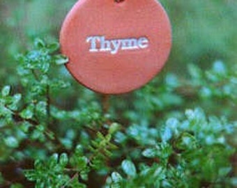 3 Round Earthmarks Herb Garden Markers. Solid brass stakes included.