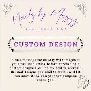 CUSTOM DESIGN Gel Press-on Nails - 10 piece set + 2 bonus nails